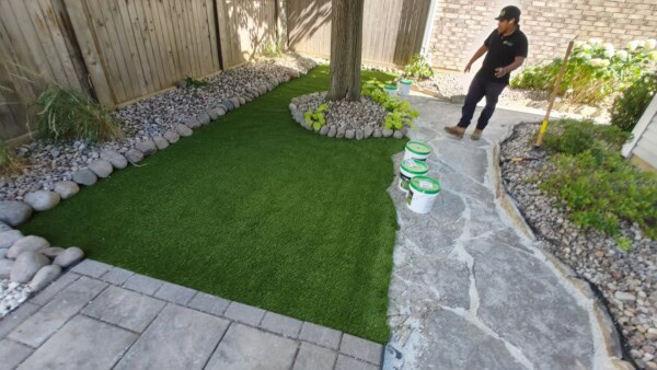 artificial turf install and clean up project 3
