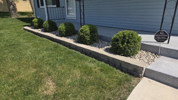 garden wall and shrubs after kmet