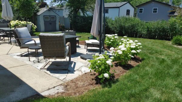 voss patio stone and plants after